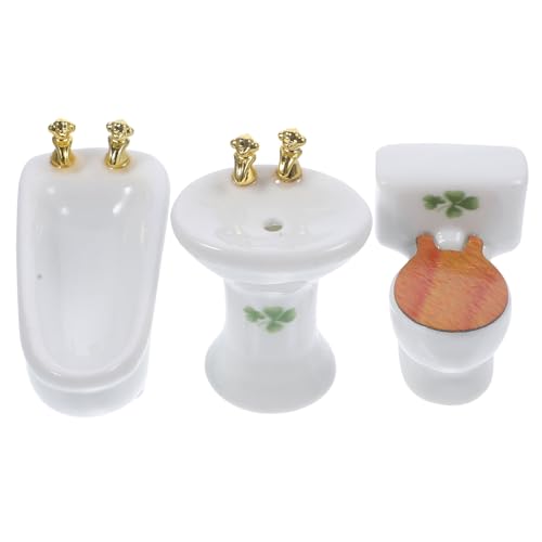 Garneck 1 Satz Mini -Keramik -Toilette Mini-Hausbedarf Duschraummodell für Puppenhaus Badezimmer so tun, als würde Man Puppenhaus Mini-Duschraum von Garneck