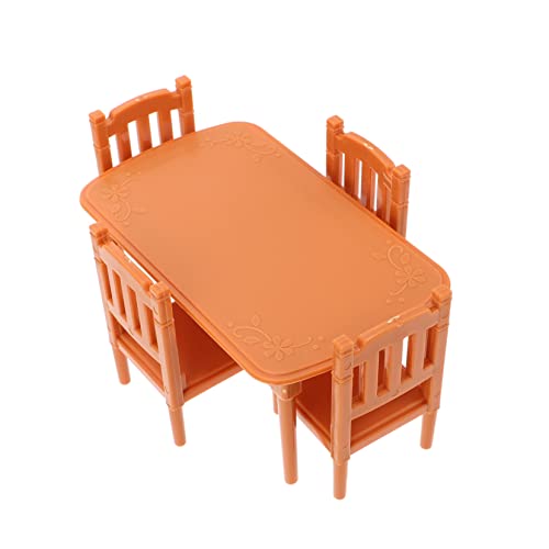 Garneck 1 Satz Mini Möbeltisch und Stuhl esstisch Spielhausmöbel Kinderspielzeug Esszimmerstuhl Puppenhaustisch Kindermöbel Tischspielzeug Plastik Khaki von Garneck