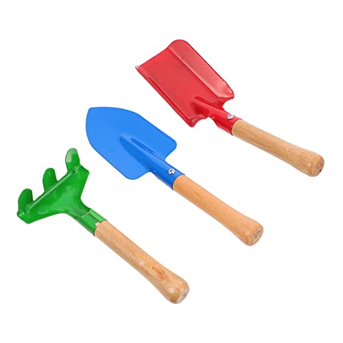 Garneck 1 Satz Mini Schaufel Gartenwerkzeuge für Mädchen Kleinkindspielzeug Gartenarbeit Kinderspielzeug kleine Rechen für den Kindergarten Graben Werkzeuge hölzern von Garneck