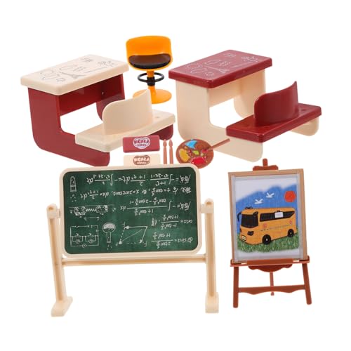 Garneck 1 Satz Mini-Schreibtischtafel puppenhauszubehör Tafelzubehör Miniatur-Handwerk Mini-Schreibtisch und Stühle Mini- -Dekore Mini-Tafelspielzeug für Mini House Decor Plastik von Garneck