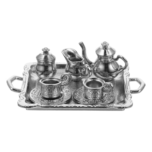 Garneck 1 Satz Mini-Tassen Mini- Teezubehör Rollenspielset Miniatur-Dinge Mini-Hausdekoration Küche Rollenspiel Mini-Küchenzubehör Mini-Teetassen Legierung Silver von Garneck