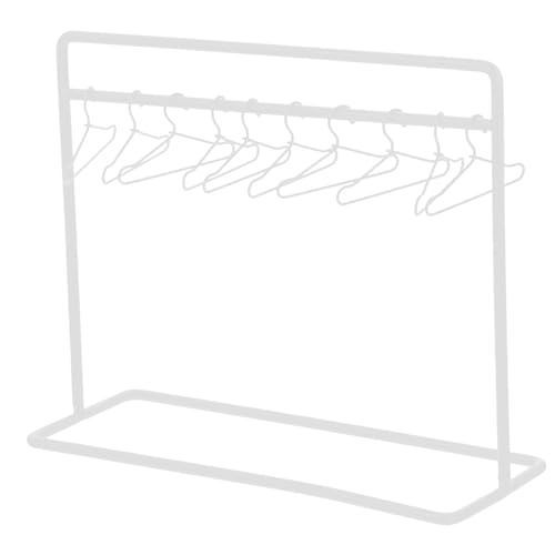 Garneck 1 Satz Mini-aufhänger Puppenzubehör Gemacht Puppenbett Puppenkleiderständer Mit Kleiderbügeln Klein Puppenhaus Miniaturen Zubehör Puppenkleidung Gestell Eisen Weiß von Garneck
