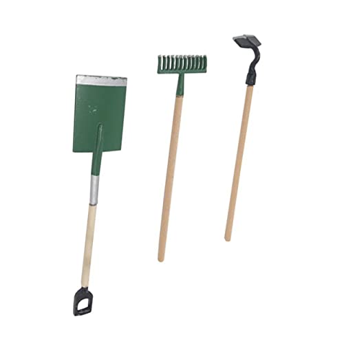 Garneck 1 Satz Mini -gartenwerkzeugset Kleine Schaufel Puppenhaus-miniaturen Gartengeräte Mini-Schaufel Mini-gartenwerkzeug- Miniatur-Outdoor-Tools Kleines Hauszubehör Holz Green von Garneck
