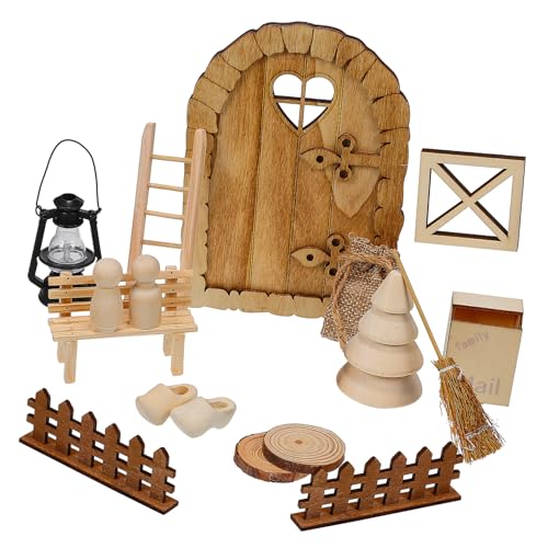 Garneck 1 Satz Miniatur Weihnachtsdekoration für Puppenhäuser Holzfenster und Zaun Zubehör Kreatives für Weihnachten Einfache Montage Stilvolle Accessoires Robust und Langlebig von Garneck