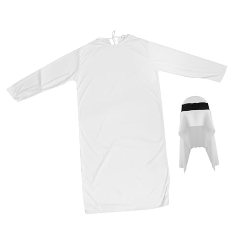 Garneck 1 Satz Prince's Clothing Halloween-kostüme Männer Scheich Kostüm Roben Kleidung Maskerade Dekorationen Für Party Arabisches Kostüm Für Männer Weiß Polyester von Garneck