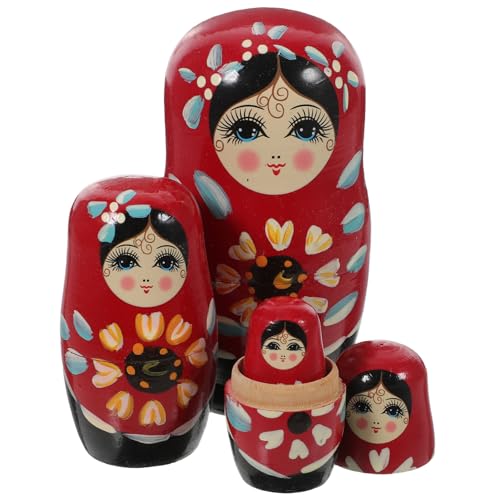 Garneck 1 Satz -Puppe aus Holz -Puppen Verschachtelung -Puppen Nistpuppen für Frühes Lernen Klassische Matryoshka -Puppe hölzern rot von Garneck