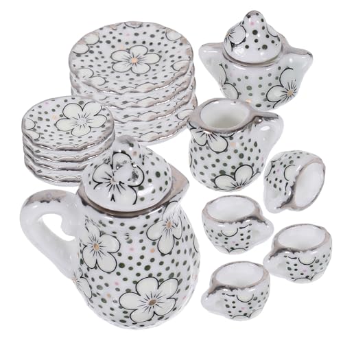 Garneck 1 Satz Puppenhaus-teeservice Flasche Teekessel Teetasse Teesieb Becher Schüssel Espresso Leute Aus Dem Puppenhaus Puppenhaus-Miniatur Mit Möbeln Tee-Ei Keramik von Garneck