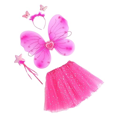 Garneck 1 Satz Schmetterlingsflügeln und Tüllrock für Glitzerndes Fairy Kostüm für Karneval Geburtstagsfeiern und Auftritte Teiliges Set mit Haarreif und Zauberstab von Garneck