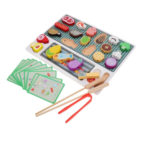 Garneck 1 Satz Simulations-grillspielzeug Kleinkind Lustiges Kinderspielzeug Grill-kochspielzeug Interaktives Kochspielset Babynahrung Spielzeuggrill Simulations-küchen-kit Holz von Garneck