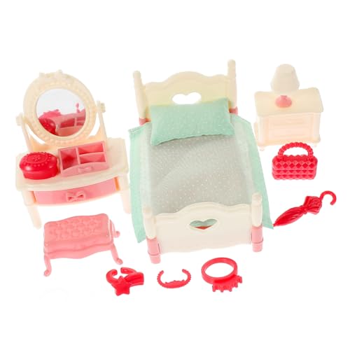 Garneck 1 Satz Simuliertes Schlafzimmerzubehör winzig Bausatz Miniatur Babypuppenmöbel Puppen für Puppenhaus Mini-Puppenhausmöbel Mini-Möbelverzierung Möbelmodell Plastik von Garneck