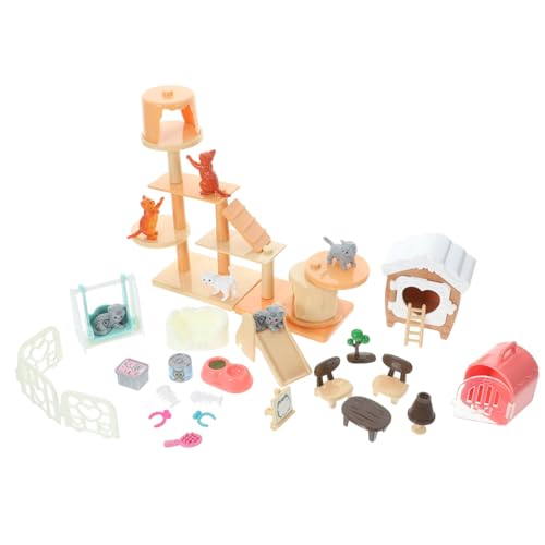 Garneck 1 Satz Spielhaus Kinderspielzeug interaktive Spielsachen Spielzeugkatzenzubehör Simulationsspielzeug pädagogisches vorgeben Kits Plastik von Garneck
