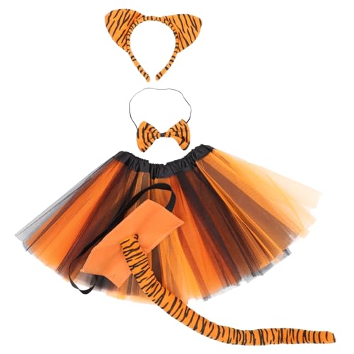Garneck 1 Satz Tiger Ohr Stirnband Fliege Rock und Verkleidung für Partys Cosplay und Aufführungen Flexibel und Langlebig für Fröhliche Anlässe von Garneck