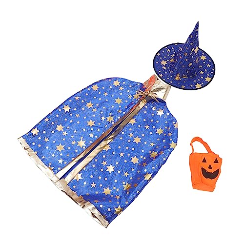 Garneck 1 Satz Witch Cloak für Kostüm mit Hut und Kürbis Tasche Cosplay für Halloween aus Hochwertigem Satin für Rollenspiele und Festlichkeiten von Garneck