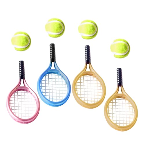 Garneck 1 Satz dekoratives Tennisschläger-Modell Miniatures verkleidungsaccessoires Tennis-Ornament Miniaturen Zubehör Ball Mini-Tennisschläger- dekoratives Mini-Hausornament Plastik von Garneck