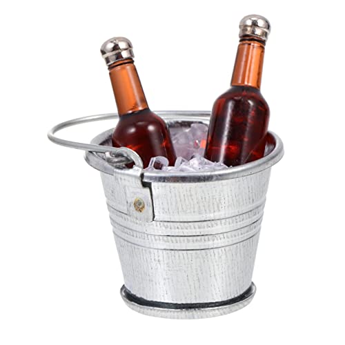 Garneck 1 Set Bar Dekorationsset Mini Eimer Kleines Eiskübel Puppenhaus Miniaturflaschen Mini Bier Miniatur Eimer Kleine Bierflaschen Kleiner Eimer Kleines von Garneck