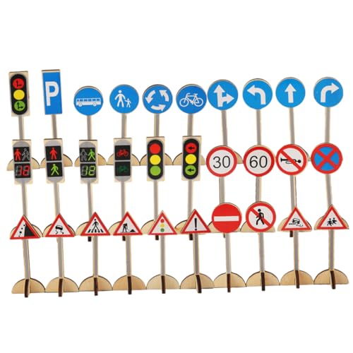 Garneck 1 Set Holz Verkehrszeichen Für Kleinkinder Simulation Verkehrsspielzeug Straßenschild Modell Mini Verkehrsschilder Kinderspielzeug Stoppschild Verkehrsschilder von Garneck