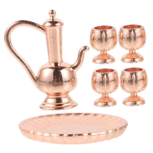 Garneck 1 Set Mini Teeservice Tassen Winziger Maßstab Miniatur Puppenhaus Wohnen Für Süßer DIY Topf Mini Zubehör Puppenhaus Geschirr Mini Küchenzubehör Legierung von Garneck