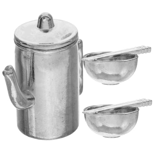 Garneck 1 Set Miniatur Puppenhausgeschirr Servierutensilien Wasserkocher Puppenhauszubehör Puppenhaus Miniatur Essstäbchen Mini Küchenzubehör Mini Geschirr Dekoration Eisen von Garneck