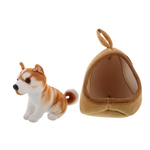 Garneck 1 Set Plüsch Interaktives Hund Welpe Gefülltes Tier Realistisch Sitzend Akita Hund Plüschspielzeug Welpe Plüsch Für Kinder Bettauto von Garneck