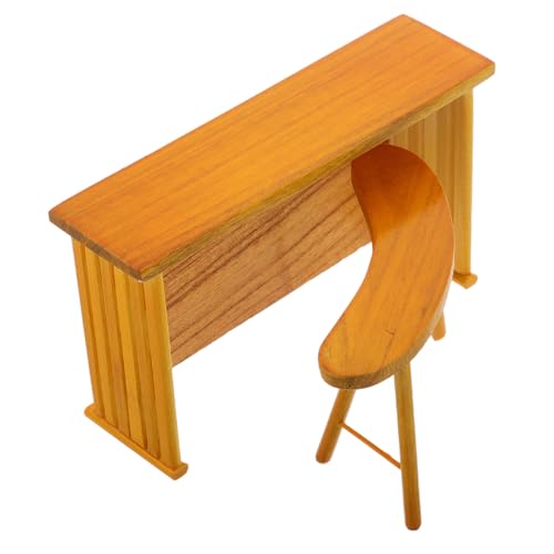 Garneck 1 Set Puppenhaus Zubehör Möbel Puppenhaus Couchtisch Kleines Zubehör Puppenhaus Vintage Miniatur Schreibtisch Puppenhaus Miniatur Esstisch Kleiner Stuhl Holz von Garneck