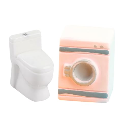 Garneck 1 Set Puppenhausmöbel Toilette Babymaschine Mini Puppenhaus Realistisches Kleines Kleinteil Zubehör Puppenhaus Puppenhauszubehör Möbelmodell Weißes Harz von Garneck