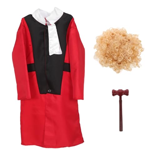 Garneck 1 Set Richterkostüm Kinderperücke Spielhaus Partyperücke Kinderrichterkostüm Und Perücke Tragbares Halloweenkostüm Karrierekostüm Für Vorgetäuschte Richterperücke von Garneck