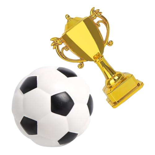 Garneck 1 Set Trophäe Fußball Modell Spiel Mini Bälle Netz Ornamente Figur Trophäe Fußball Pool Poster Flipper Fußball Trophäe Tortenaufsatz Dekoration Trophäen Kunststoff Wiederverwendbar von Garneck