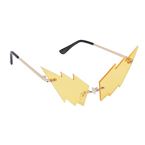 Garneck 1 Stück Blitz Sonnenbrille rechteckig begeisterte Sonnenbrille Meme-Brille komische sonnenbrille falsche Brille Halloween-Brille party dekoration sonnenbrille Outdoor-Brille Gelb von Garneck