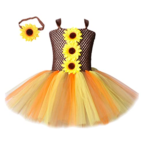 Garneck 1 Stück Kreatives Sonnenblumen Kinderkleid für Halloween Party Gruselige Vogelscheuche Kostüm mit Stirnband für Jahre Verschiedene Farben von Garneck