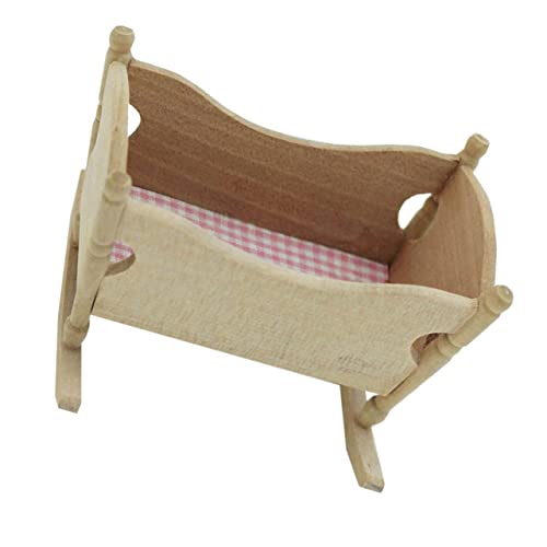 Garneck 1 Stück Simulierte Holzmöbel Wiege Puppe Mini Wiegenmodell Krippe hölzerne Wiege Modell der Heimwiege doll Crib Kinderspielzeug Stoff von Garneck