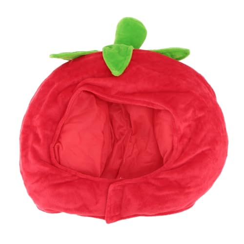 Garneck 1 Stück Tomaten Kopfbedeckung faschingskostüme fasnachtskostüme Tomatenkopf Hut mit Pferdeschwanzloch Plüschmütze Party-Kopfbedeckung Hut in Fruchtform Plüsch und pp Baumwolle rot von Garneck