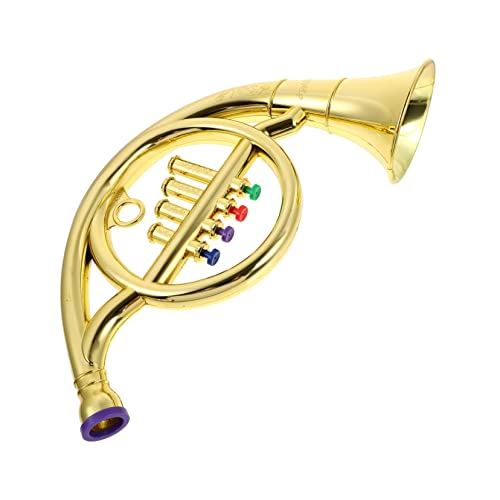Garneck 1 Stück Vierfarbige Hornspielzeug klein Waldhorn Mini Requisiten für Spielzeughorninstrumente Hörner Kinderhorn Überzug Golden von Garneck