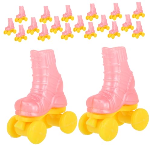 Garneck 10 Paar Rollschuhe Rollschuhe Für Selbstgemachte Puppen Rollschuhe Für Puppen DIY Mini Puppenhaus Modell Rollschuhe Mini Puppe DIY Tiny House Zubehör Mini Rosa von Garneck