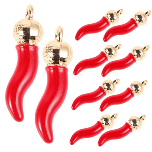 Garneck 10 Stück Chili -pfefferverzierung Mini-essensanhänger Pfeffer-anhänger-Charm Halskette Armband Ohrring Anhänger Charm-schmuck-Accessoire Halskette Armband Charms Plastik Rot von Garneck