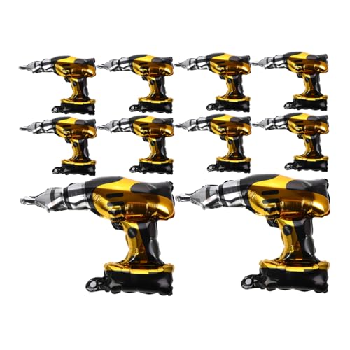 Garneck 10 Stück Elektrische Bohrerhammerformballon Kunststoffhammer Hammerspielzeug gefälschter Hammer Ballons hämmern aufblasbare Requisiten Feiertagsballons Aluminiumfolie von Garneck