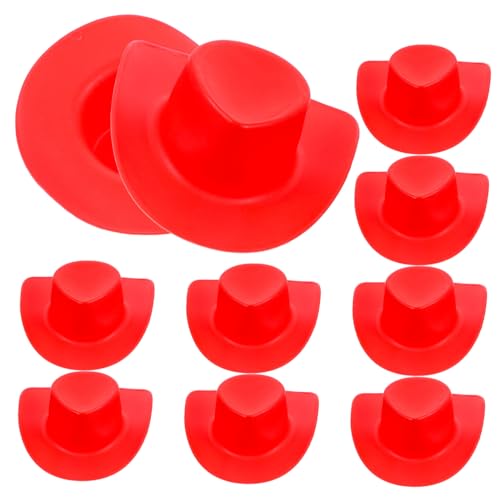 Garneck 10 Stück Mini Cowboy -hutspielzeug Miniatur-puppenhüte Kinderhut Mädchen Hut Kostüm Westliche Hüte Western Hüte Für Blau Vor, Spiel Zu Plastik Rot von Garneck