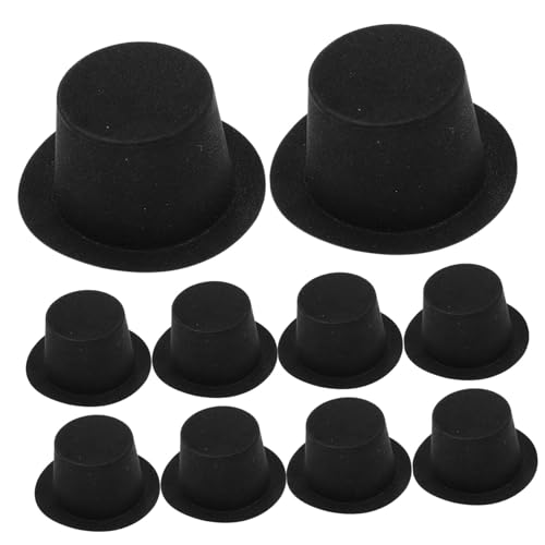 Garneck 10 Stück Mini Kappe Mini Bastelhüte Miniatur Puppen Kleine Hüte Mini Zylinder Großpackung Mini Flachzylinder Schneemannhüte Für Den Innenbereich Mini Zylinder Zum Basteln von Garneck