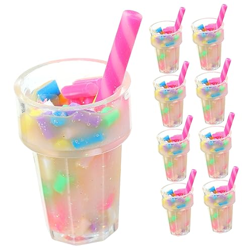 Garneck 10 Stück Mini-Verzierung Bausatz Puppe Mini-Trinkornament Mini-Küchenzubehör Mini-Essen Foto -Requisiten Miniatur-Milchteespielzeug Miniatur-Trinkmodell Harz von Garneck