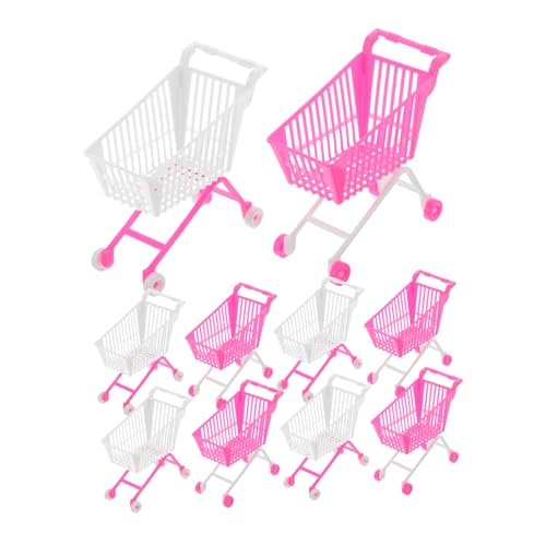 Garneck 10 Stück Mini-einkaufswagen Für Kinder, Puppenwagen, Realistische Heimdekoration, Kunststoff-Miniatur-einkaufswagen, Kinderzimmer-puppenmöbel Für Rollenspiele Und Bildung von Garneck