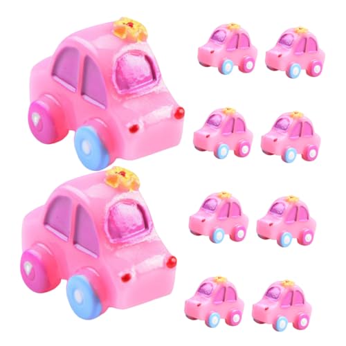 Garneck 10 Stück Miniatur-Spielzeugauto Miniaturen mini Auto Miniatur-Puppenhaus Dekoration Mini-Autos Modellauto Autodekore Harzhandwerk Miniaturautos Kleine Autos als Ornament Rosa von Garneck