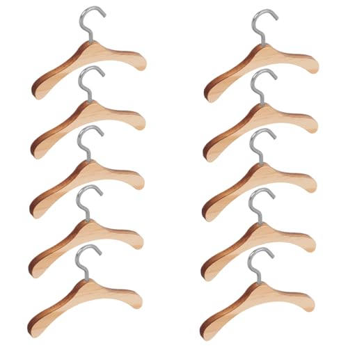 Garneck 10 Stück Puppenaufhänger Holz kleiderbügel mini kleiderbügel Stabile Puppenkleiderbügel Kleine Puppenkleiderbügel Puppenkleidung Rack Exquisite Puppenkleiderbügel Eisen Beige von Garneck