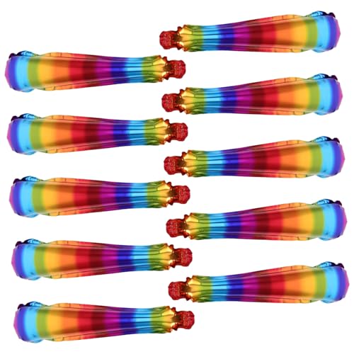 Garneck 10 Stück Regenbogen-Ballonstab Party-Handklatschen Boom-Sticks Sport-Cheersticks Aufblasbare Cheerleader-Stöcke lange Ballonstäbchen Regenbogenballon Donnerstangen Aluminiumfolie von Garneck