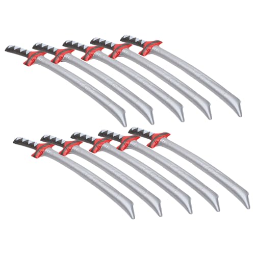 Garneck 10 Stück Teiliges Aufblasbares Piratenschwert Kindergeburtstag Kostüm Zubehör PVC Cosplay Party Deko mit Schädelmuster und Ergonomischem Griff von Garneck