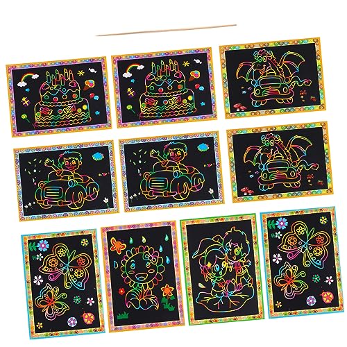 Garneck 10 Stück Teiliges DIY Graffiti Malset Kreatives Kratzpapier für Handgemalte Kunstwerke Vielseitig Einsetzbar für Bastelprojekte und Lernaktivitäten Geeignet für Jungen und Mädchen von Garneck