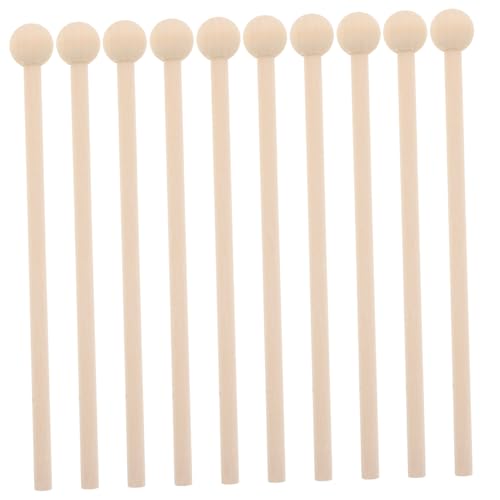 Garneck 10 Stück Teiliges Holzschlägel Percussion Sticks mit Lollipop Design Kleine Holzklöppel für Xylophon Klangstäbe DIY Musikinstrumente und Rhythmusübungen von Garneck