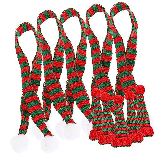 Garneck 10 Stück Teiliges Mini Weihnachtsmützen und Gestrickte Schals aus Wolle Leichte Flaschen und DIY Deko Bunte Weihnachtsflaschenschutzhüllen Vielseitig für Festtagsdekoration und von Garneck