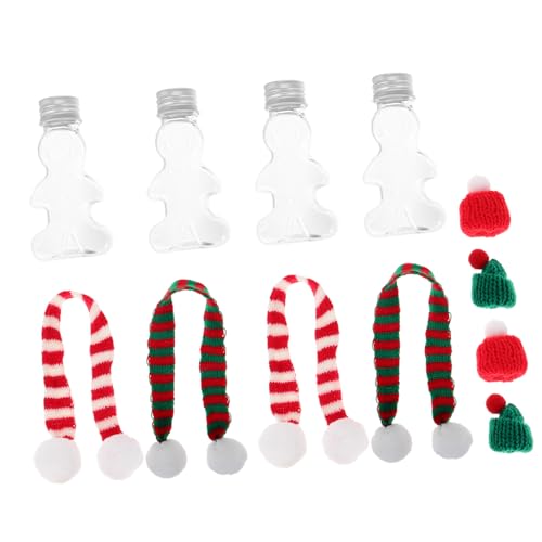Garneck 10 Stück Teiliges Weihnachts Gingerbread Man Flaschen Schals Plastik Saftflaschen mit Deckeln für Getränke und Dekoration für Feiertagsfeiern und Bastelprojekte von Garneck