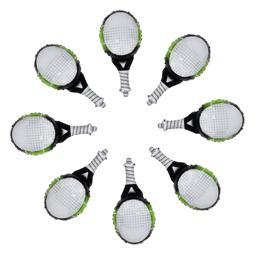 Garneck 10 Stück Tennis Ballon Helium Ballons mit Vorgefertigten Löchern für Einfache Dekoration Geburtstagsfeiern Sportevents und Hochzeiten Grüne Tennisracket Designs von Garneck