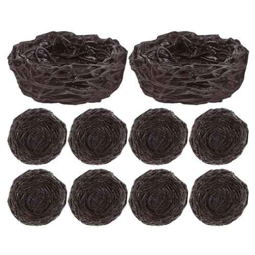 Garneck 10 Stück Vogelnest-Ornamente Nein deko künstliche Notgroschen Osterschmuck Ei-Ornament Künstliche Vogelnester Minivögel zum Basteln Mini-Eier Harz Dark Brown von Garneck