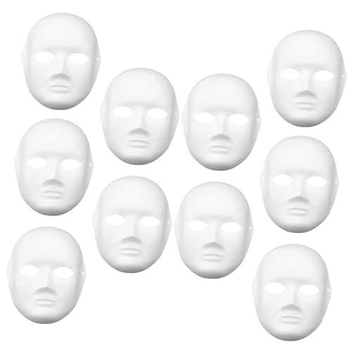 Garneck 10 Stück gesichtsmaske halloween masken Festivalmaske Partymaske white mask weiß voll weiße halloween Maskerade Masken Masse Kostüm deko weiße Papiermaske unbemalte von Garneck